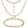 18K Gold Chain Necklace for Women Dainty Paperclip link Chunky Chain Choker Bracelet Necklace Set Best Valentines Day Mothers Day Jewelry Gift for Mom Men Women Girls Wife Girlfriend Her