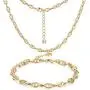 18K Gold Chain Necklace for Women Dainty Paperclip link Chunky Chain Choker Bracelet Necklace Set Best Valentines Day Mothers Day Jewelry Gift for Mom Men Women Girls Wife Girlfriend Her