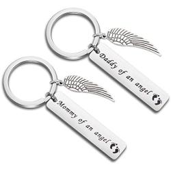 WUSUANED Baby Memorial Keychain Mommy/Daddy of an Angel Miscarriage Jewelry Loss of Child Gift