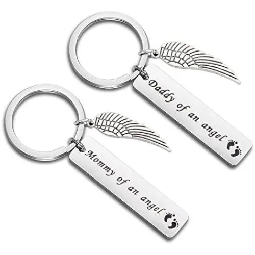 WUSUANED Baby Memorial Keychain Mommy/Daddy of an Angel Miscarriage Jewelry Loss of Child Gift