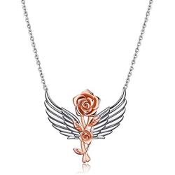 LUHE Sterling Silver Rose Flower, Heartbeat, Double Hearts, Celtic Necklace for Mom Girlfriend Wife Sisters