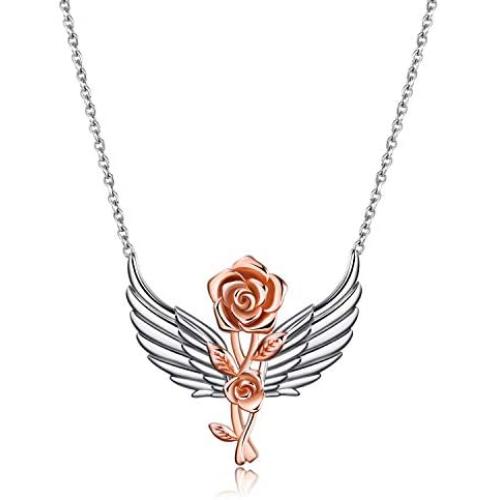 LUHE Sterling Silver Rose Flower, Heartbeat, Double Hearts, Celtic Necklace for Mom Girlfriend Wife Sisters