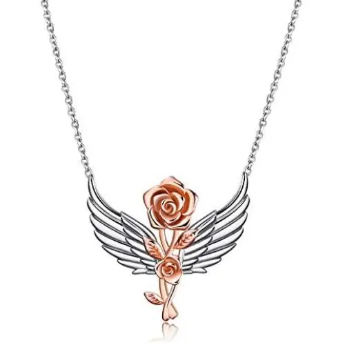 LUHE Sterling Silver Rose Flower, Heartbeat, Double Hearts, Celtic Necklace for Mom Girlfriend Wife Sisters