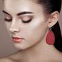 Shuning 12 Pairs 3 Layered Leather Earrings Lightweight Faux Leather Leaf Earrings 2 Layered S Design Drop Earrings Glitter Dangle Earrings Gift Set for Women Girls