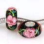 Ollia Jewelry Lampwork Murano Glass Beads Hawaii Garden Charm with 925 Sterling Silver Core Flower Blossom Charm Pink Charms