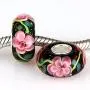 Ollia Jewelry Lampwork Murano Glass Beads Hawaii Garden Charm with 925 Sterling Silver Core Flower Blossom Charm Pink Charms