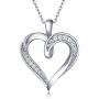 Billie Bijoux Silver Love Heart Necklace 925 Sterling Silver Platinum Plated Round CZ Diamond Fine Womans jewelry Gift for Women Girls Valentines Day Mothers Day