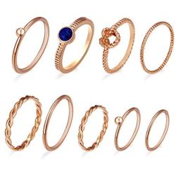 Gold rings set for woman: stacking knuckle midi figure rings packs with multiple size for everyday wear