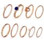 Gold rings set for woman: stacking knuckle midi figure rings packs with multiple size for everyday wear