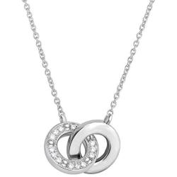 NATALIA DRAKE 1/4 Cttw Diamond Interlocking Double Circle Necklace for Women in Rhodium Plated Brass 18 Inch Chain (Color I-J/Clarity I2-I3)