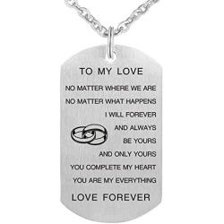 Valentines Day Birthday Gift for Wife Husband Boyfriend Girlfriend Dog Tag Necklace Jewelry Keychain Pendant