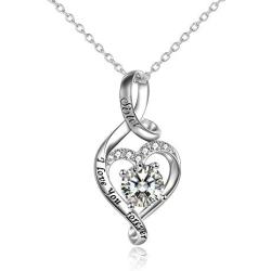 Sister/Mom/Daughter/Grandma/Nana Necklace for Women Sterling Silver Mom/Daughter/Grandma/Nana I love You Forever Love Heart Necklace Jewelry for Birthday Gifts