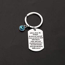 Gzrlyf Advice from The Ocean Keychain Ocean Gifts Inspirational Gifts Ocean Lover Gifts