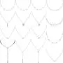 16 Pieces Layered Choker Necklace Adjustable Pendant Necklace Moon Sequins Choker Multilayer Chain Necklace Set for Women Girls