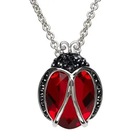 Crystaluxe Ladybug Pendant Necklace with Swarovski Crystals in Sterling Silver Crystaluxe Ladybug Pendant Necklace with Swarovski Crystals in Sterling Silver