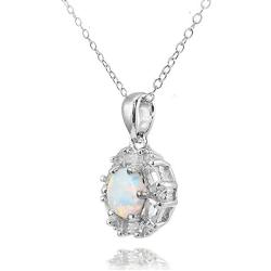 Ice Gems Sterling Silver Genuine, Created or Simulated Gemstone and White Topaz Baguette & Round-Cut Fashion Necklace