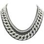 Mens Iced Out Hip Hop Silver tone CZ Miami Cuban Link Chain Choker Necklace