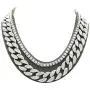 Mens Iced Out Hip Hop Silver tone CZ Miami Cuban Link Chain Choker Necklace Mens Iced Out Hip Hop Silver tone CZ Miami Cuban Link Chain Choker Necklace