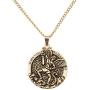 Dicksons Saint Michael Protect Us Engraved Pendant 24 Inch Round Gold Oxidized Pewter Neckace in Jewelry Box with Prayer Card