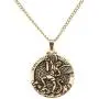Dicksons Saint Michael Protect Us Engraved Pendant 24 Inch Round Gold Oxidized Pewter Neckace in Jewelry Box with Prayer Card
