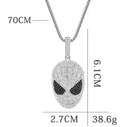 Moca Jewelry Iced Out Alien Cartoon Pendant Necklace 18K Gold Plated Bling CZ Simulated Diamond Hip Hop Rapper Chain Necklace for Men Women