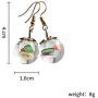 Glass Flower Drop Earrings Tree of Life Butterfly Dangle Earring for Women Time Gemstone Wishing Tree Ear Jewelry