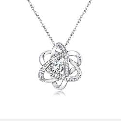 Sllaiss Swarovski Crystals Celtic Love Knot Necklace endless Flower Pendant Necklace set with 3A Cubic Zirconia Anniversary Jewelry Gift for Women