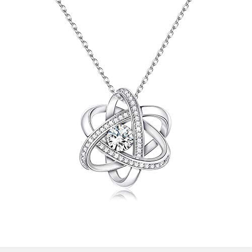 Sllaiss Swarovski Crystals Celtic Love Knot Necklace endless Flower Pendant Necklace set with 3A Cubic Zirconia Anniversary Jewelry Gift for Women