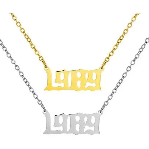 TOOPNK 2Pcs Birth Year Number Necklace, 1970 to 2005 Pendant Necklace, Personalized Birthday Jewelry