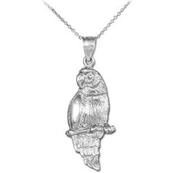 Animal Kingdom 925 Sterling Silver Amazon Parrot Charm Pendant Necklace
