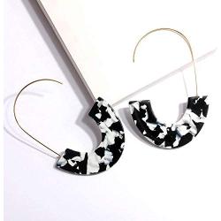 GIMEFIVE Leopard Print Acrylic Earrings Statement Hoop Earrings Resin Wire Drop Dangle Earrings Fashion Jewelry for Women