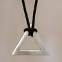 NOVICA Brushed .925 Sterling Silver Mens Pendant Necklace with Cotton Cord, 21.75'' Perfect Triangle