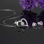 Women Love Heart Pendant Necklace Earrings Set, Sterling Silver Jewelry Set Gift For Her