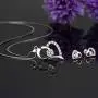 Women Love Heart Pendant Necklace Earrings Set, Sterling Silver Jewelry Set Gift For Her Women Love Heart Pendant Necklace Earrings Set, Sterling Silver Jewelry Set Gift For Her