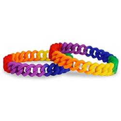 Fundraising For A Cause | Rainbow Chain Link Silicone Pride Bracelets - Adult Pride Wristbands - LGBTQ+ Bracelets for Women & Men