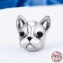 Linorui S925 Sterling Silver Bulldog Bead Charms Puppy Dog Animal Vintage Charms Fit European Snake Chain Bracelet and Necklace