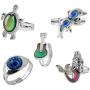 Acchen Mood Ring Dolphins Mermaid Turtle Guitar Eyes Change Color Decorations 5pcs