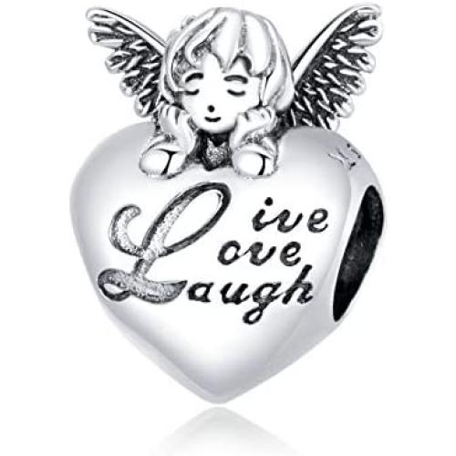 BAMOER 925 Sterling Silver Charms for Women Thanksgiving Angel Family Charm for Pandora Bracelets