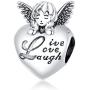 BAMOER 925 Sterling Silver Charms for Women Thanksgiving Angel Family Charm for Pandora Bracelets