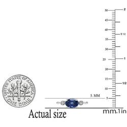 Dazzlingrock Collection 7X5 mm Oval Lab Created Blue Sapphire Ladies Tennis Bracelet with Diamond Accents, Sterling Silver
