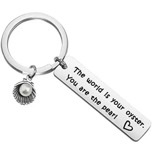 ENSIANTH Oyster Lover Keychain The World is Your Oyster,You are The Pearl Keychain Beach Gift Pearl Shell Gift Positive Thinker Gift