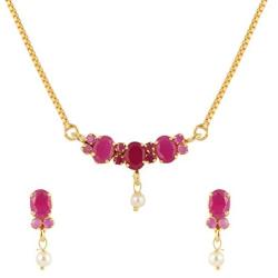 Efulgenz Gold Tone Indian Bollywood Ethnic American Diamond Traditional Pendant Necklace with Chain and Earrings Jewelry for Girls/Women
