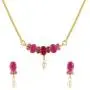 Efulgenz Gold Tone Indian Bollywood Ethnic American Diamond Traditional Pendant Necklace with Chain and Earrings Jewelry for Girls/Women