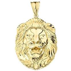 Bold 14k Yellow Gold Sparkle-Cut Lion Statement Pendant (3 Sizes)