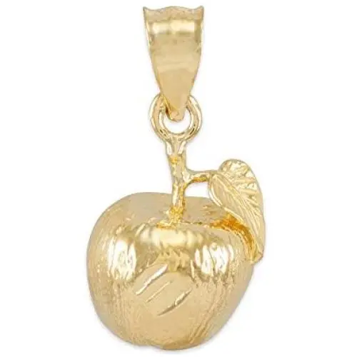 High Polish 10k Yellow Gold Leaf and Fruit Charm Golden Apple Pendant High Polish 10k Yellow Gold Leaf and Fruit Charm Golden Apple Pendant