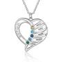 Personalized Mothers Name Heart Necklace with 1-5 Simulated Birthstones Jewelry for Women Mother’s Necklace with 1-5 Children Names