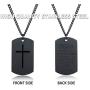 JAYUMO Mens Fashion Stainless Steel Military Cross Dog Tag Pendant Necklace Curb Chain 22-24 Inch，Black, Silver