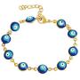 EDFORCE Stainless Steel Womens Charm Bracelet Enamel Evil Eye Protection Link Chain Adjustable, 7''+1'' Extender