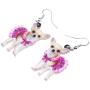 NEWEI Acrylic Sweet Chihuahua Dog Earrings Drop Dangle Animal Jewelry For Gift Girl Women