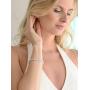 Mariell Platinum Plated Tennis Bracelet with Pear-Shaped Cubic Zirconia Halos for Brides, Wedding & Prom